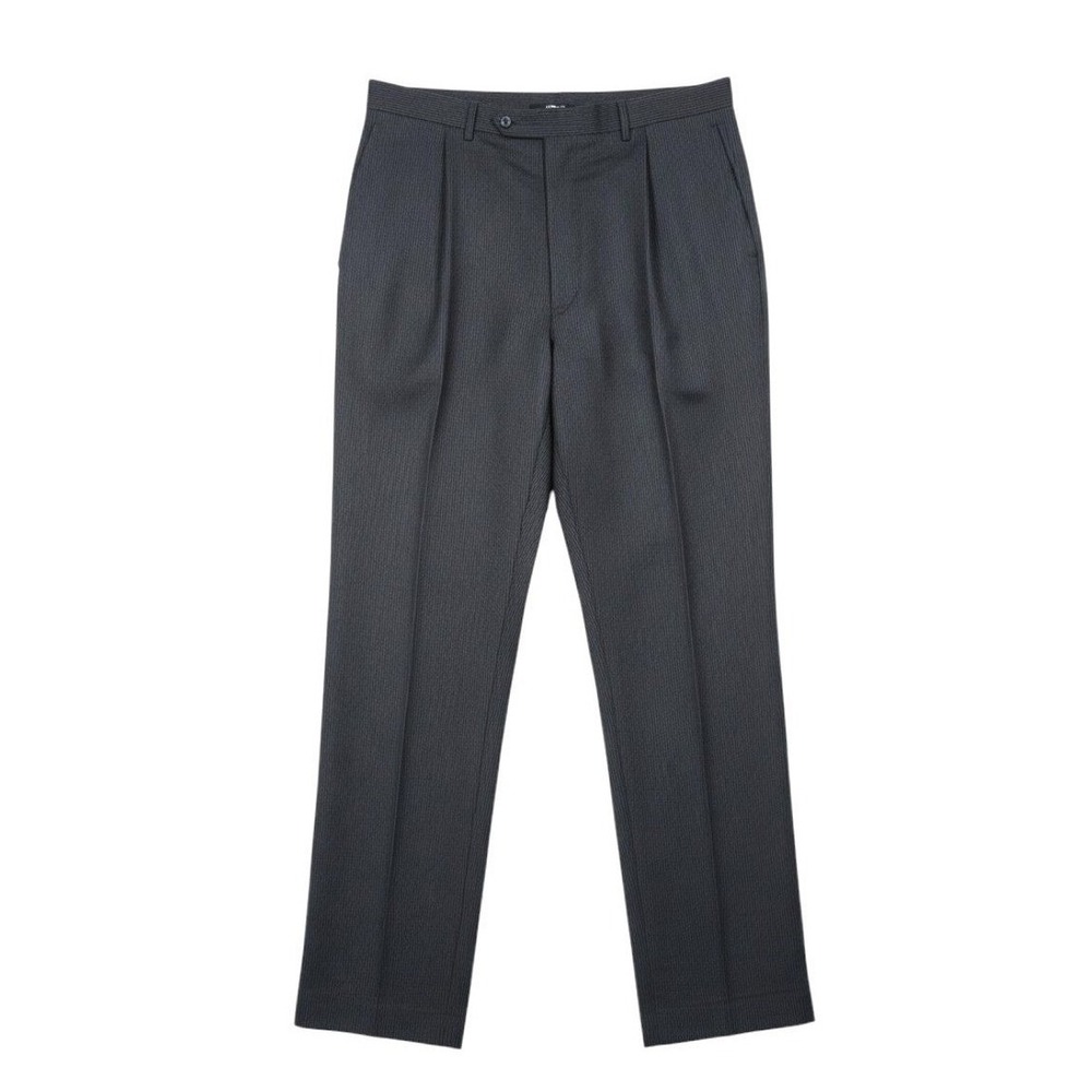 Canali Dress Pants Pinstripe Wool Mens 34x34 Drk Gray Single Pleat Made in Italy